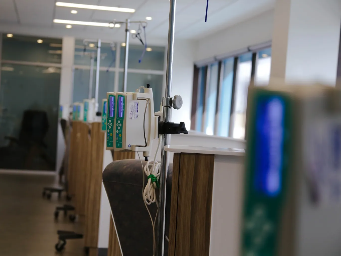 Closup on clinical infusion chair